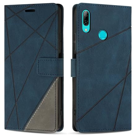 SONWO Handyhülle für Huawei P Smart 2019 Hülle, Premium PU Leder Handyhülle Wallet Silikon Schutzhülle Klapphülle für Huawei P Smart 2019, Blau