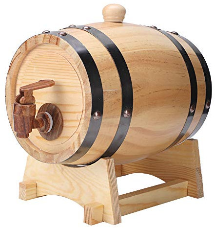 XHTLLO Tonneau À Whisky, Bois de Pin Durable 1,5 L Décor de Tonneau À Whisky de Grande Capacité, Distributeur de Tonneau À Whisky de Fabrication Exquise, pour Magasin de Vin Fin(1.5L-bois)