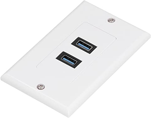 Placa de Pared USB 3.0 Fácil de Usar para Carga de Alta Velocidad Panel de Pared de 2 Puertos USB 3.0, Transmisión Rápida de Datos de hasta 5 Gbps