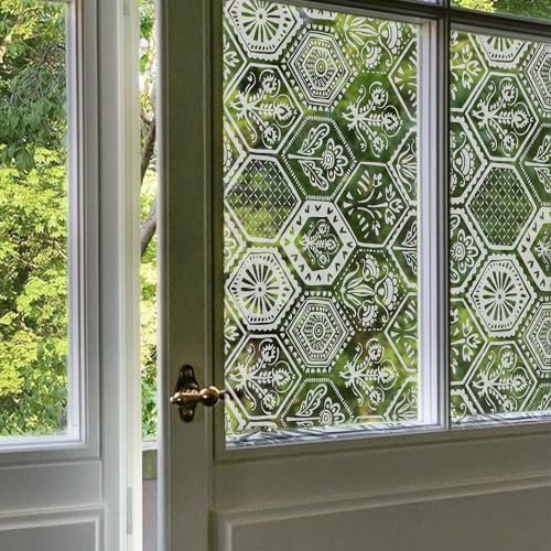 ChicSkin Pellicola trasparente per finestre in vetro incisa decorativa marocchina, decorazione per finestre in vetro marocchino, pellicola decorativa per finestre su entrambi i lati, motivo vintage