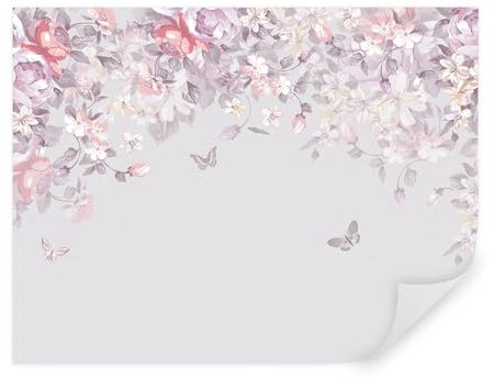 Carta da parati moderna floreale, fotomurali 400x280 cm, Giardino fiorito con farfalle, carta da parati 3d per camera letto, soggiorno, u94295