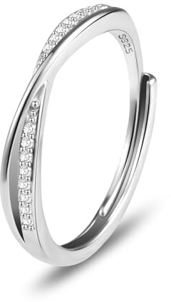 ALEXCRAFT Silver Ring Infinity Heart Twisted Cross Zirconia Rings for Women | Adjustable Silver Rings Thumb Eternity Promise Wedding Engagement Rings Spinner Stress Relief Anxiety Rings for Women Lady