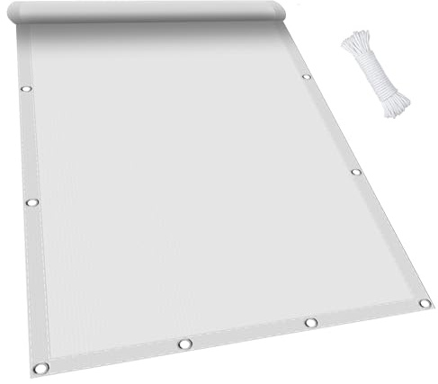 Sonnensegel Balkon 1 x 6 m, Wasserdicht 98% UV Schutz Sonnensegel Nach Maß mit öSen inkl Befestigungsseile für Garten Terrasse, Weiß