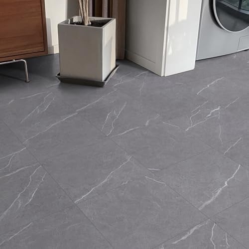 PVC Bodenbelag, Vinylboden Selbstklebend Extra Abriebfest, PVC Bodenbelag Selbstklebend Wasserdicht Grau Marmor Effekt für Küche Badezimmer Schlafzimmer, 30x30cm 20 Stück