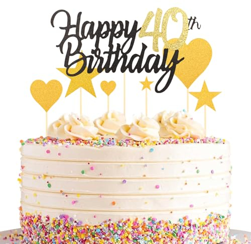 DazzJoy Cake Topper 40. Geburtstag,40 Geburtstag Männer,40 Geburtstag Torten Deko,Tortendeko 40 Geburtstag Frau Mann,40 Kuchen Deko Geburtstag,Kuchendeko Geburtstag Frau
