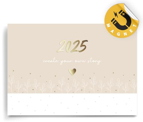 Kalender 2025 mit Magnet DIN A4 I Kühlschrankkalender I A4 I 12 Monate I Querkalender I Kalender für Paare und Singles oder als Familienkalender, Monatsplaner