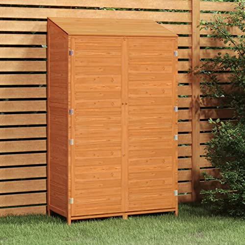 Homgoday Casa Mobilia Capanno da Giardino Marrone Casetta Attrezzi Giardino Armadio da Esterno in Legno Ripostiglio da Esterno Casette in Legno da Giardino Offerte 102x52x174,5cm Legno Massello Abete