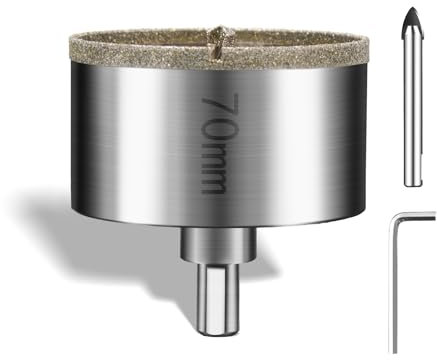 PHMNZIP 70 mm Broca de Diamante Taladro Hueco Sierra de Perforación con Broca de Centro Piloto Broca de Diamante Brocas con Revestimiento de Diamante para Azulejos Cerámica Vidrio Porcelana Mármol