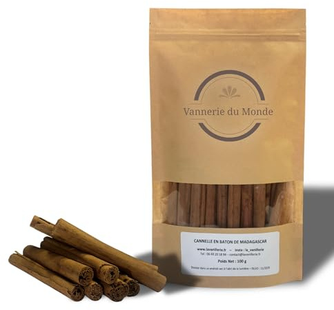 Cannelle de Ceylan en Bâton - 100g - Origine Madagascar - Qualité Premium - Arôme Intense & Naturel – Epice 100% Naturelle - Saveur Puissante et Authentique