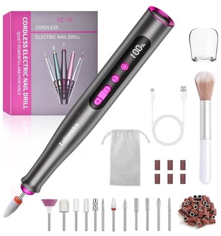 Nagelfräser für Gelnägel 35000 u/Min, Elektrische Nagelfeile Professionelle, Kabellos Nail File Elektrische Nail Drill, Nagelfeilen Maniküre Pediküre Elektrisch fräser nägel Set für Naturnägel