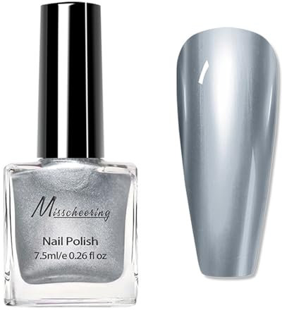 Chrome Metallic Nail Varnish - Quick Dry Silver 3D Mirror Effect - Long Lasting Metal Shine Polish