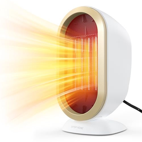 Chauffage Soufflant, 1200W Chauffage Électrique de Salle de Bain, à Deux Vitesses, Chauffage D'appoint Compact Mini Radiateur Soufflant Céramique de Bureau Énergie pour le Patio et la Maison, Blanc