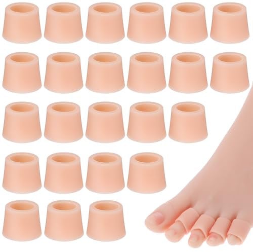 24Pcs Pinky Toe Sleeve Protector, Silicone Toe Caps Breathable Toe Tube Pads Gel Toe Covers for Corn, Hammer Toes, Blisters, Bunion, Toenails Loss and Friction - Toe Cushions for Pain Relief