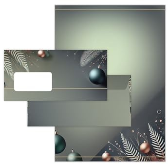 Briefpapier Weihnachten Weihnachtsbriefpapier mit Umschlag Umschlägen mit Fenster Weihnachtspapier A4 für Kunden (250 Blätter + 250 Umschläge)