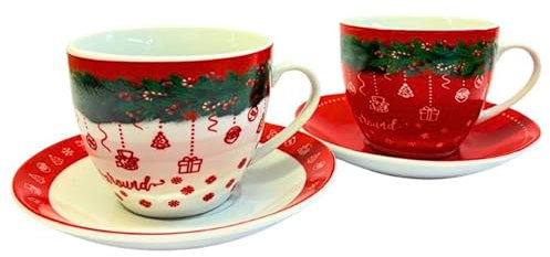 Mercury - Servizio 2 Mug Natalizie, Tazze in Ceramica - Decori Natalizi - per Colazione -, Tè, Caffè, Cappuccino - Idea Regalo per Natale