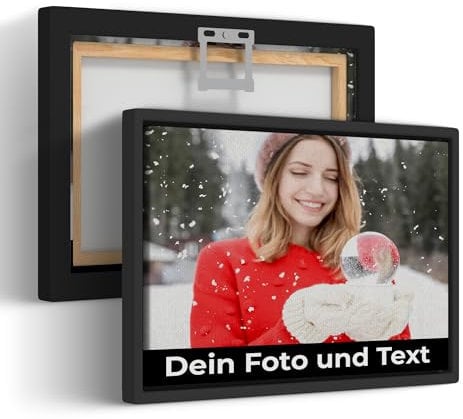 Cimpress Personalisiertes Leinwandbild, Ihr Foto auf Leinwand mit Rahmen, 30x20 cm, selbst gestalten mit Bild & Text, Wanddeko bedruckt – Geschenk zum Muttertag, Vatertag