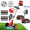 Debroussailleuse Electrique sans Fil 21V, Coupe Bordure sans Fil avec Batterie 4.0Ah et 3 Types de Lames, Débroussailleuses Electrique Batterie pour la Coupe de Jardin, Pelouses et Terres Agricoles