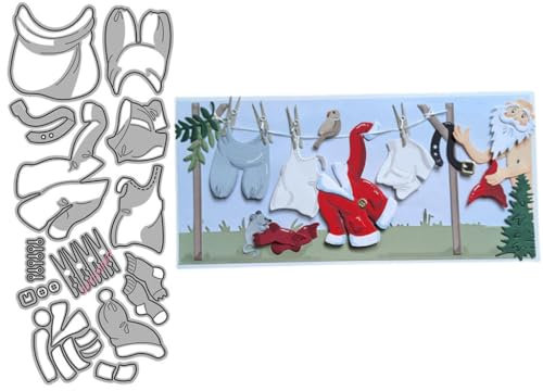 Sredwtk Weihnachtsmann Kleidung Stanzschablonen Winter Weihnachten Metall Prägeschablonen Stanzformen Schneiden für DIY Karte Sammelalbum Scrapbooking Fotoalbum Deko