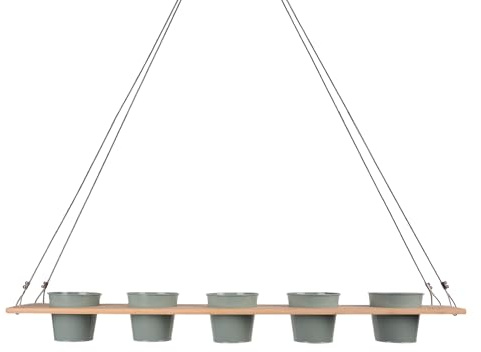 UNUS Scaffale per erbe aromatiche, in bambù, 100 x 16 cm, colore: verde | da appendere con corda metallica, supporto per erbe aromatiche per cucina, balcone, terrazza, sostenibile per piante ed erbe