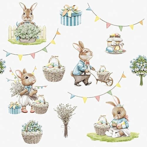 20 Servietten Ostern Hasen bereiten Ostern vor als Tischdeko. Papierservietten mit Motiv. Auch für Decoupage und Serviettentechnik 33x33cm