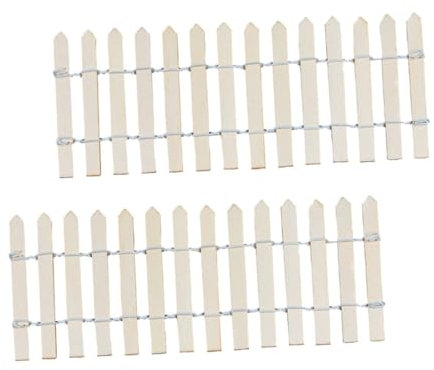 2St Mikrolandschaftsholzzaun Kleiner Lattenzaun für den Garten Kleiner Zaun Garten Accessoires Holz gartenmöbel Mini Lattenzäune Kleiner weißer Lattenzaun Gartenzäune hölzern Khaki BESTonZON
