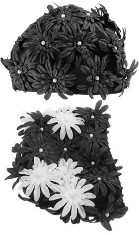 Abaodam 2pièces Bonnet De Natation Floral pour Femmes Chapeau Étanche avec Fleurs Bonnet De Bain Élégant pour Piscine Et Activités Aquatiques des Cheveux Et Confort Maximisé