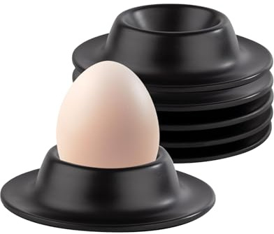 WOUYTPE 6 Pièce Coquetier Oeuf, Coquetier Noir, Coquetier Oeuf Empilables, Conception à Rainure et Languette pour Maintenir Les œufs en Place, Réduisant Ainsi Le Risque de Roulement et de Collision