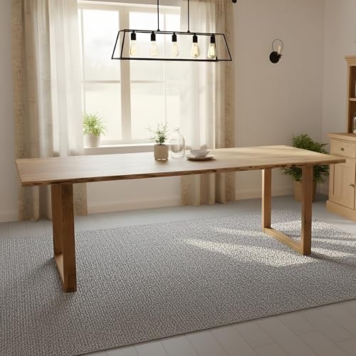 SAM Esstisch Graz 180x90 cm Akazie natur Baumkante U-Gestell Holz | Baumkantentisch massiv, Akazienholz naturfarben, pflegeleichter Esszimmertisch/Küchentisch