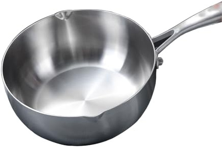 304 Stainless Steel Milk Pan Japanese Small Milk Pot Long Handle Soup Pot for Most stoves,18cm/7.1 in,Without Cover