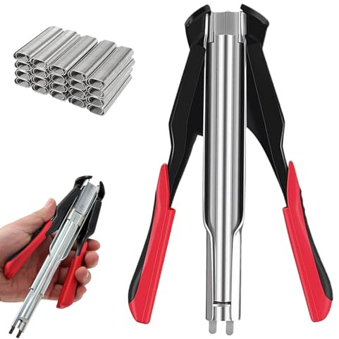 Set di pinze per anelli Hog Ring, pinze automatiche per recinzioni con 500 anelli Hog, clipper per salsicce, pinze per anelli di sicurezza per gabbie per animali domestici, recinzioni per animali