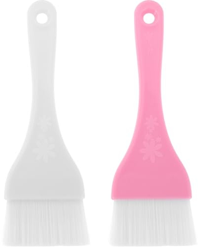 Pennelli in Nylon 2 Pezzi per Applicazione Maschera Corpo Viso | Bianco e Rosa, Plastico Leggero, Uso Versatile su Tutto il Corpo, Sostituzione Pratica e Comoda
