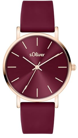 s.Oliver Damenuhr mit Silikonband - 36 mm -zeitlos und modern - Verschiedene Designs wie Blumenprint, funkelnden Steinen oder klassisch-schlicht