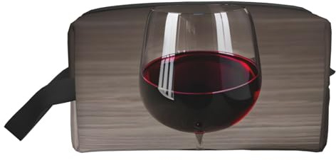 Sac de rangement pour bouteille de vin avec impression sur verre – Trousse de maquillage de voyage, trousse de toilette, sac à main portable à fermeture éclair, Verre à vin, Taille unique