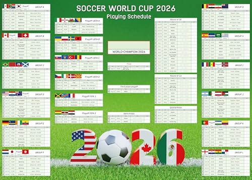 empireposter Soccer World Cup 2026 Wall Planner XXL 100x140 cm – Match Schedule Poster with 48 Teams, Round of 32 & Playoffs