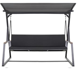 Setgarden Hollywoodschaukel Auflage, 7 cm dick, Sitz- und Rückenpolster, Abnehmbarer Bezug, Wendbar, Garten Polster Set (Schwarz, 180x50x50cm)