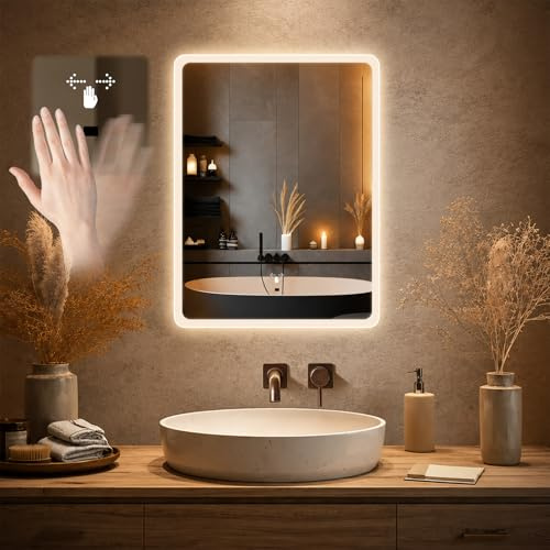 Adoture Badspiegel mit Beleuchtung, 60 x 45 cm