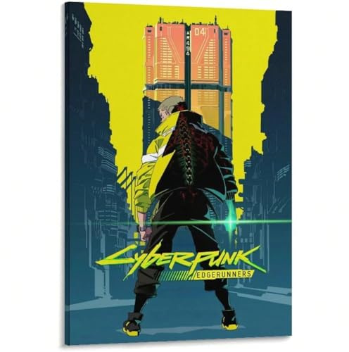 AIHNBF Cyberpunk Edgerunners Anime Wandbild David Martinez Poster Neon Stadtbild Leinwanddruck Futuristisches Science-Fiction Zimmerdekor Gaming Wanddeko für Büro Wohnzimmer 40x60cm