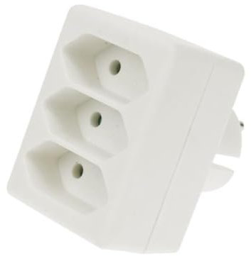 Perel Steckdosen-Verteiler, 3 Europastecker, Typ-E-Stecker, Polypropylen, Innenbereich, Weiß