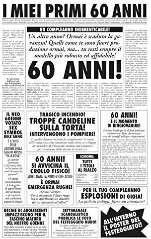 Bombo Biglietto auguri giornale compleanno 60 anni amico