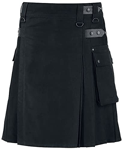 Black Premium by EMP Herren schwarzer Kilt mit aufgesetzter Tasche XXL