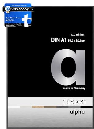 nielsen Alpha Black Oak Aluminium Picture Frame - A1, 59.4x84.1cm - with Float Glass and Easy Push-Turn Clips - For Photos and Art