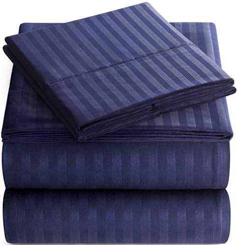 Bettwäsche-Set für King-Size-Bett, 4-teilig, gestreift, tiefe Taschen, ultraweich und knitterfrei, Kingsize-Bettwäsche, kühlende Mikrofaser, Kingsize-Bettwäsche-Set mit 1 Spannbetttuch, 1 Bettlaken, 2