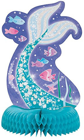 Magical Mermaid Multicolor Honeycomb Centerpiece (35cm) 1 Piece - Mesmerizing Table Decor for Parties & Events