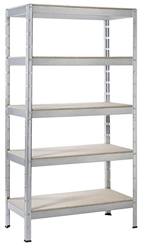 SCHULTE Regalwelt Schwerlastregal mit 5 Holzböden, 180x90x40 cm (HxBxT), Traglast pro Ebene ca. 175 Kg, verzinkt, Lagerregal, Kellerregal, Werkstattregal, Steckregal