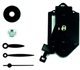 Clock-it Meccanismo Orologio Pendolo con canotto di altezza 16 mm, Lancette plastica nere. Kit per riparazione, sostituzione o realizzazione orologi pendolo da parete.