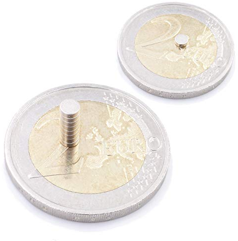Brudazon | 30 Mini Scheiben-Magnete 3x1mm | N52 stärkste Stufe - Neodym-Magnete ultrastark | Power-Magnet für Modellbau, Foto, Whiteboard, Pinnwand, Kühlschrank, Basteln | Magnetscheibe extra stark