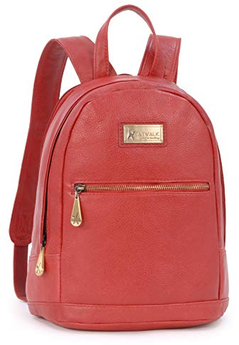 Catwalk Collection Handbags - Damen Leder Rucksackhandtasche - Anti Diebstahl Rucksack Groß - Backpack - Passend für Notizbuch A4 - FERN - Rot
