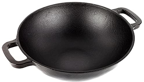 Magefesa Ferro - Wok Negro de 30cm, Hierro Fundido, Óptima Retención, Reparto del Calor, Para Todo Tipo de Cocinas, Inducción, Libre de PFOA-PTFE