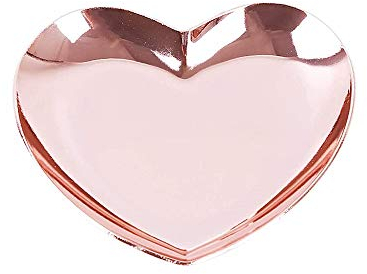 NA Jewelry Storage Tray Stainless Steel Ring Tray Heart Shaped Tray for Ring Necklace Jewelry (Rose Gold)