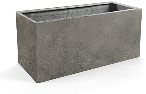 Luca Lifestyle Pflanzkasten ''Grigio Box'' Grau Rechteckig Fiberglas *5 Jahre Garantie* - 100x50x50 cm - Premium Qualität - F1213